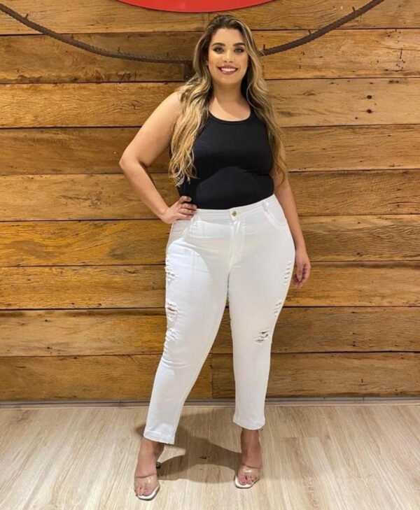 CALÇA CROPPED BRANCA PLUS SIZE - Imagem 1